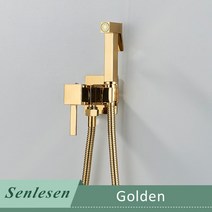벽붙이 샤워수전 벽붙이수전 Senlesen-황금 비데 샤워 수도꼭지 솔리드 황동 분무기 노즐 뜨거운 냉수 믹서, 06 Golden B