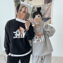 남여공용 나이스 테디 베어 곰돌이 맨투맨 티 쭈리 트레이닝 복 검정 곤색 회색