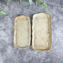 수공예 플레이팅 직사각 접시 생선 디너 초밥 긴 접시 반찬 그릇 여주 도자기