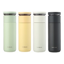 COSYEVNO 보온병 진공 보온 휴대 대용량 원터치식, 블랙, 440ml