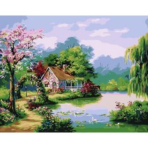 모모픽스페인팅 명화그리기 40x50cm J52 전원풍경 물감2배
