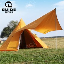 GUIDE SERIES 티피텐트 육각 장박 가성비 텐트 겨울쉘터, 피라미드 굴뚝 버전 카키 텐트 + 확장