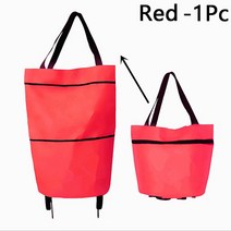접이식 쇼핑 트롤리 카트 에코 대형 방수 가방 수하물 바퀴 바구니 비 짜임새 시장, [01] Red, 한개옵션1