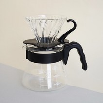 [하리오] V60 VCS 블랙 유리 핸드드립세트 1~2인(VCS-01B+VDG-01B+VC, 상세 설명 참조, 색상:VCF-01-100M(브라운)