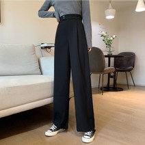 신축성 좋은 허리 밴딩 투 버튼 차르르 구김없는 스판 일자 여자 슬랙스 긴바지 정장바지