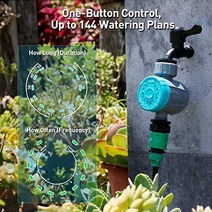 RAINPOINT 물 타이머 디지털 프로그래밍 가능(12x12) 7일 호스 타이머 144 야외 정원 잔디 용 물 공급 계획 원터치 설정 수동/자동 스프링클러 타이머 파란색, 201P