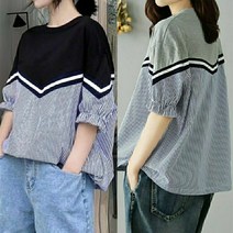새로본 린넨 773블루베리BL 빅사이즈반팔블라우스 루즈핏 여성여자 미시