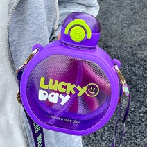Lucky Day 어른 빨대 컵 대용량 학생 물병 610ML, 퍼플