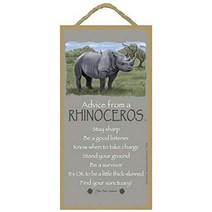 SJT ENTERPRISES INC. Advice from a Rhinoceros / 5” x 10” Wood Plaque Sign- Licensed from Your True, 1