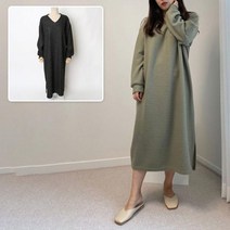 시드마켓 브이넥 슬릿 니트원피스 211B141S 빅사이즈 여성