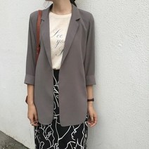 여성 블레이져 자켓 마이 봄 얇 블레이저 태양 복 여름 블랙 소매 라운드 슬림 코트