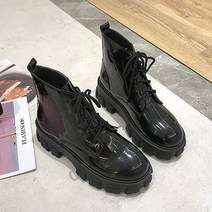 BRANY워커부츠 여 2022 봄 통굽 학생 플랫 앵클부츠 단화