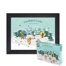 퍼즐피플 카카오 리틀 라인프렌즈 직소퍼즐 시리즈, 500p, 500 800P, 윈터플윈터 500P 액자포함(블랙)