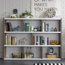 톡톡디자인 가로형 3단 1600 낮은책장 와이드 책꽂이 수납장, 오크화이트/1600