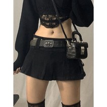 오데사 Y2K 로우 허스트 블랙 마이크로 스커트 여성 세련된 Streetwear 포켓 a 라인 미학 의상 지퍼 귀여운 바지