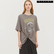 [시슬리] 트위스트 절개 프린팅 티셔츠 SATS55131_GR