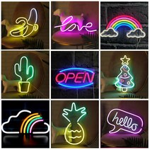 OPEN조명 개업선물 홈카페조명 네온사인 아크릴무드등 나레바 파티룸꾸미기 나래바네온사인, 파인애플