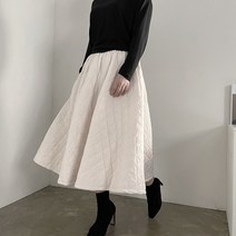 [비비애르] 퀼팅 누빔 패딩 밴딩 롱 스커트 A라인 겨울롱스커트 77까지 하객스커트