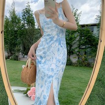 KORELAN 나시 원피스 프렌치 여름 디자인 쁘띠 비치 스커트 자녀 여름 태국 베트남도가게