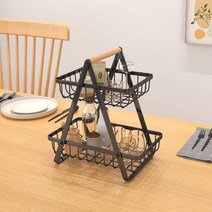 소하임 2단 철제 바구니 선반, 블랙