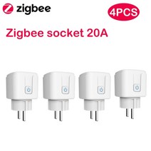 Tuya 스마트 지그비 플러그 20A EU 콘센트 3680W 전력계 Alexa 및 Tuya 허브와 호환 가능, [04] zigbee plug 4pcs