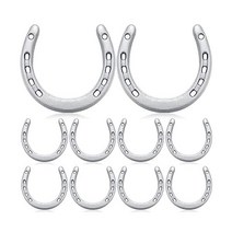 시메야오 10개입 무쇠 편자 벌크 4.5x4.3인치 성인 벽걸이 행운 수제 장식 말 테마, Silver, 10