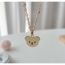 14K 18K 미아방지목걸이 곰돌이 여자 남자 조카 돌 선물 유아 목걸이, 14k화이트골드