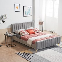 가구밸리 에이미 벨벳 패브릭 퀸사이즈 매립형 침대프레임 (그레이), 그레이