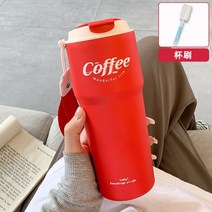 버터콕 빈티지 레터링 카페 스트랩 대용량 텀블러 보온병 투고컵 6컬러 420ml 620ml, 레드 620ml