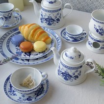 쯔비벨무스터 코발트블루 티 시리즈 도기 머그컵 받침 워머 세트 디저트접시 에스프레소잔 커피잔 소서 세트 티포트 택1, 빅머그