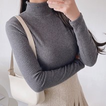 부드러운 여성 겨울 골지 반목폴라 기모 터틀넥