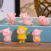 디아픽 6세트 홈 차량 인테리어 미니 장식 인형, A세트:복돼지 6개