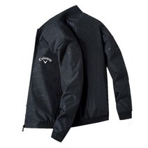 Callaway 봄 골프 남성 재킷 지퍼 칼라 브랜드 야구 의류 캐주얼 스포츠 탑, 없음, 02 Black+XXL  6575kg