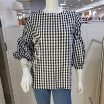 샤이린 DP01 체크 뒷리본 블라우스 Sa2mbl904