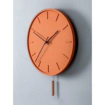 북유럽 시멘트 벽시계 현대 거실 침실 홈 라이트 럭셔리 스위 추시계 인테리어 장식, 1 주황색 10 인치 스윙, 1 다른