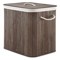 Whitmor Laundry Hamper with Rope Handles Bamboo 12.25x16.25x23.375 Dark Stain, 1