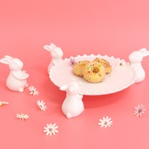 래빗 화이트 케익 스탠드 받침대, 3-2.물방울2호(21cm)+토끼3P