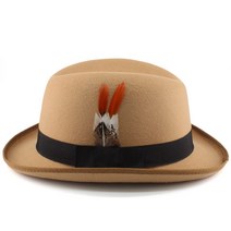 깃털 밴드 울 혼합 Homburg 모자 모직 페도라 Tril 117eEA2c5