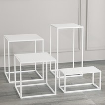 커스텀 철제선반 금속선반 증고가 전시 진열대 프린터받침대, T13-화이트 4 종세트