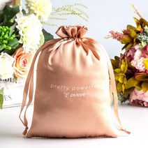 20PCS 럭셔리 실크 선물 가방 샴페인 새틴 Drawstring 주머니 포장 머리 화장품 메이크업 천으로 구두 저장소 향 주머니 인쇄 로고, 25x35cm