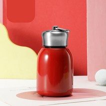 KNVST 귀엽 미니 스텐리 휴대용 텀블러 진공 등산용 손잡이 가벼운 대용량 보온병 300mL, 붉은색