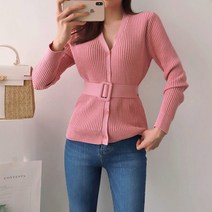 할인존 Fg54Aip89r 벨트가디건 1027024 OUTER 기본가디건 블랙 Black 핑크 Pink 소라 Sky Blue