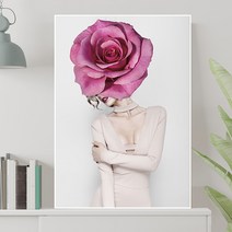 돈들어오는 북유럽 여인 액자 카페 네일샵 미용실 인테리어 소품 그림 개업 집들이선물, 핑크픽 플라워, 무광실버