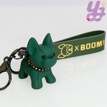 [예지스토리] 엑스부미 프렌치 불독 가죽스트렙 키홀더 키링 자동차 열쇠고리 가방 악세사리 강아지 댕댕이 키링, 그린