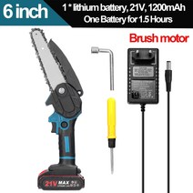 21V 2 배터리 전정 톱 충전식 작은 나무 분할 톱 한 손으로 목공 도구 과수원 지점, 10 J 6 Inch 1 Battery_01 EU