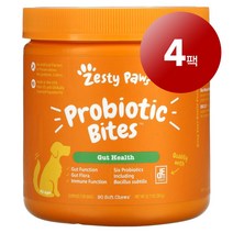 리암마켓 Zesty Paws 제스티 포우즈 강아지용 면역 장 소화 건강 관리 보충제 프로바이오틱 바이트 호박 맛 소프트 츄 90개 360g 1팩, 4팩