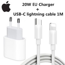 new 원래 20W USB C 전원 어댑터 애플 호환 13 미니 프로 최대 유형 초고속충전기 케이블 8 플러스 X XS 11 12, EU charger add cable