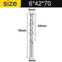 Vsharp CNC 조각 라우터 비트 플랫 코 엔드 밀 2 두 피리 나선형 Upcut 밀링 커터 도구 초경 나무 MDF PVC, [28] 6x42x70, [01] 1pcs