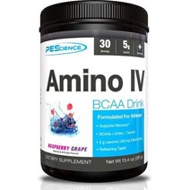 PEScience 아미노 IV 딸기 포도 BCAA 스쿠프 (60) 및 전해질을 함유하는 분말 EAA