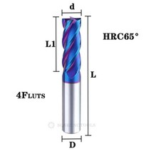 SQ 카바이드 엔드밀 알루미늄 HRC65 4F 2F 밀링 커터 코팅 텅스텐 스틸 절삭 공구 CNC 밀링 공구 ENDMILS, HRC65 4F|d1.5x4Dx4x50L